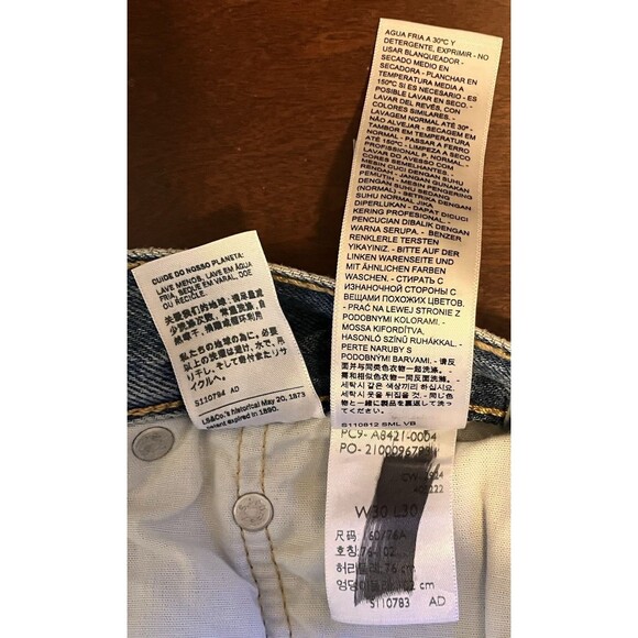 NWT ~ Levi's 501 Original Men's Blue Straight Leg Big E Jeans Size 30 x 30 - Picture 14 of 15